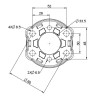 SUPPORT MOTEUR MSI Ø59 CARRE 16 + VIS